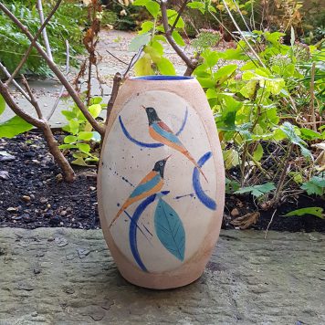 Ovoid Bird and Leaf Vase (front)