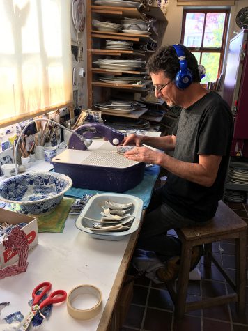 Paul Scott in his studio
