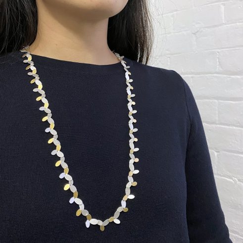 Mixed Ovals Long Chain Necklace (modelled)