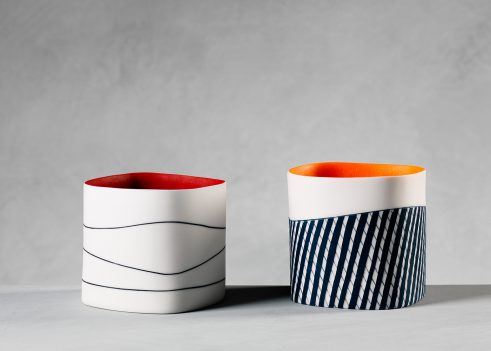 Squared Vessels in Red and Orange