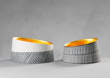 Oval Bowls with 23ct Gold Interior