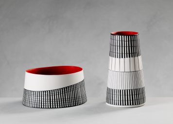 Bowl and Vase in Deep Red