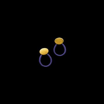 Oval Studs with Korean Braided Cord (Purple)