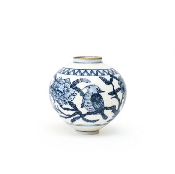 Turaco and Camellia Flowers Moonjar