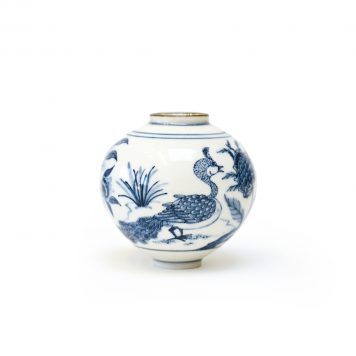 Pheasant and Zinnia Moonjar