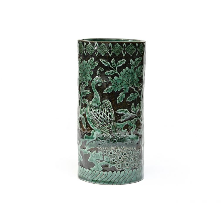 Large Cylinder Vase Peacock no.2 The Scottish Gallery