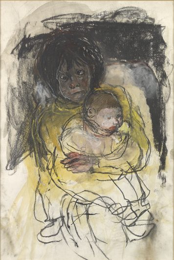 Girl in Yellow Holding Baby