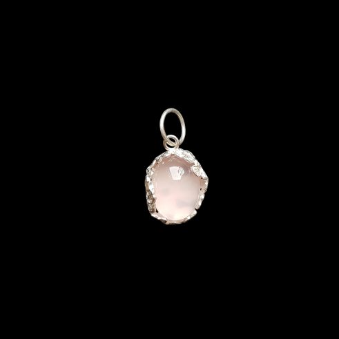 Pink Quartz in Flower Setting Pendant