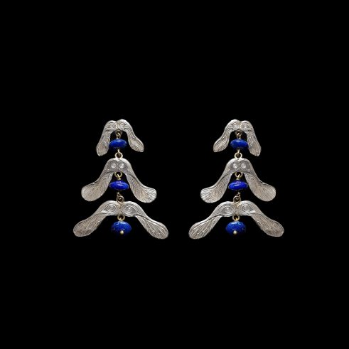 Maple Seed Drop Earrings with Lapis