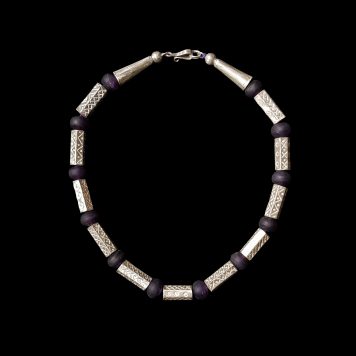 Hollow Bead & Amethyst Necklace
