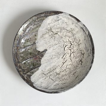 Fossil Plate Kumo (dark green with textured white)