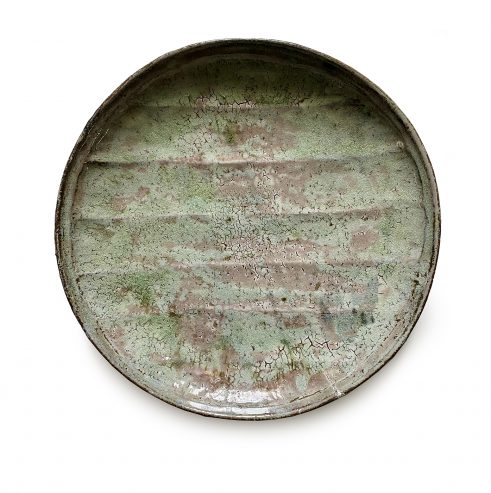 Faceted Fossil Forest Plate – Green, Pink, Silver