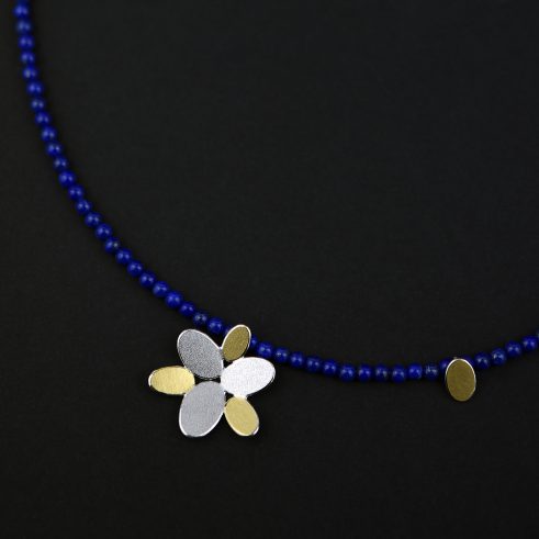 Mixed Oval Flower Pendant with Lapis Lazuli (detail)