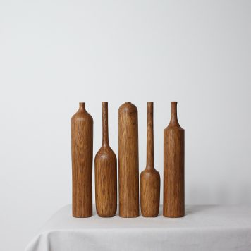 Set of Five Brown Oak Dried Flower Vases (#24)