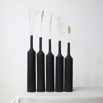 Set of Five Charred Oak Dried Flower Vases (#25)