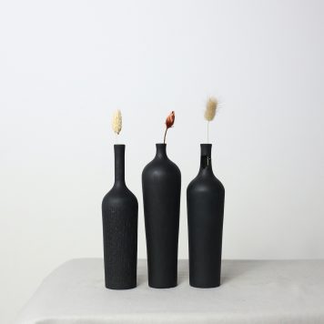 Set of Three Ebonised Oak Dried Flower Vases (#26)