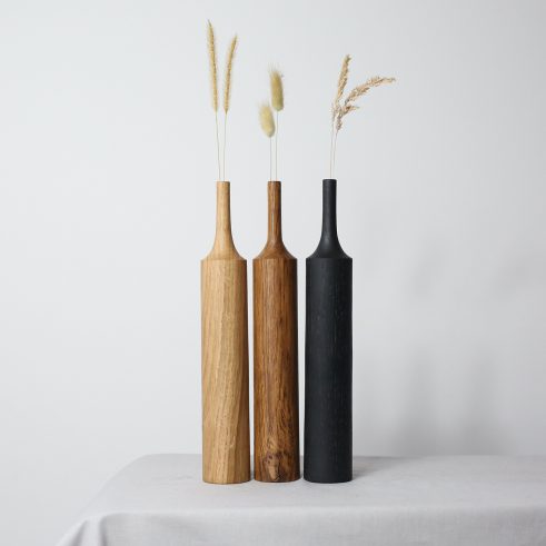 Set of Three Mixed Timber Dried Flower Vases (#27)