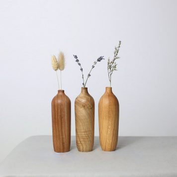 Set of Three Mixed Timber Dried Flower Vases (#57)