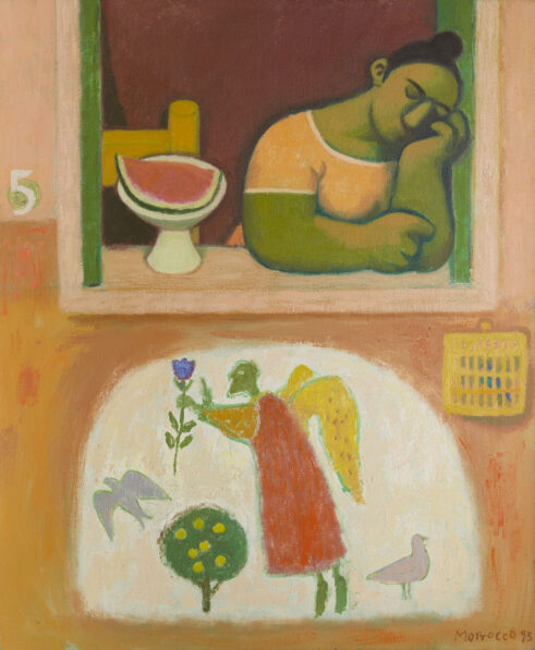 Woman in the Window with Dove
