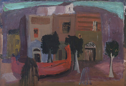 Beached Boat and Trees