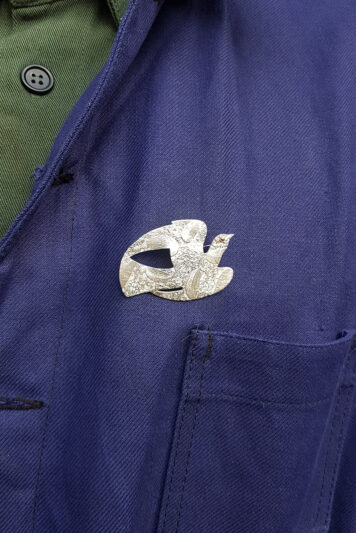 Silver Dove with Gold Bead Eye (modelled)