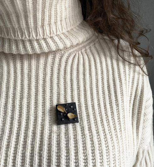 Leaf Fall Brooch (modelled)