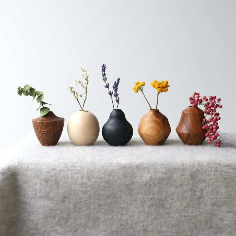 Set of 5 Mixed Timber Dried Flower Vases (83) The Scottish Gallery