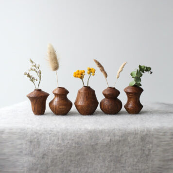 Set of 5 Brown Oak Mini Dried Flower Vases (#82)
