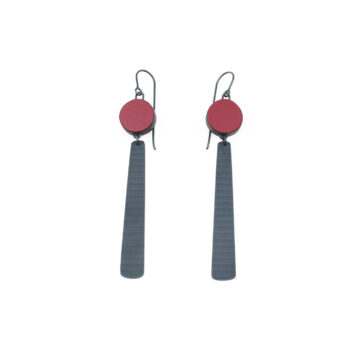 Circle & Long Stripe Earrings (dark red)