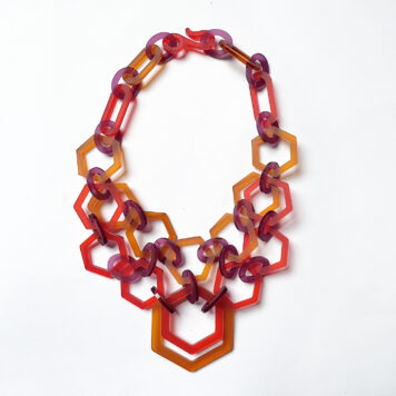 2 Strand Hexagon Necklace in burnt orange, chilli and perfect plum