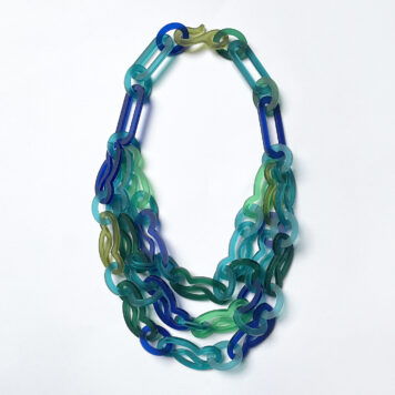 3 Strand Flow Necklace in sapphire, azure blue and lime zest