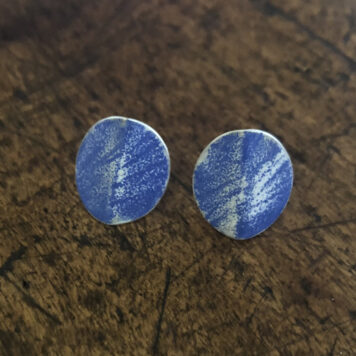 Small Folded Round Earring (Blue)