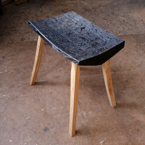 Adzed Top Stool
