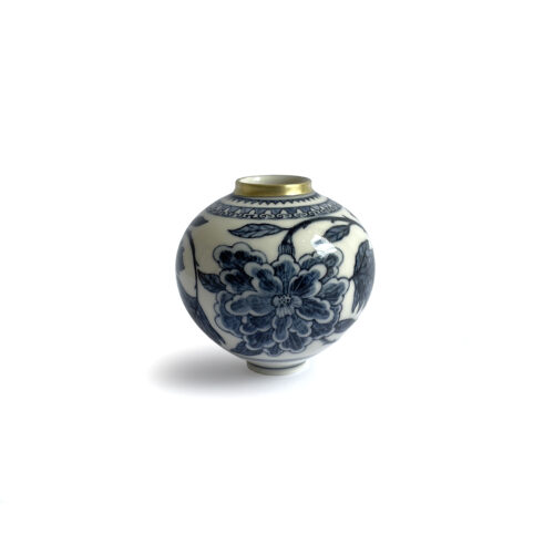 Moon Jar with Gold Rim – Flowers