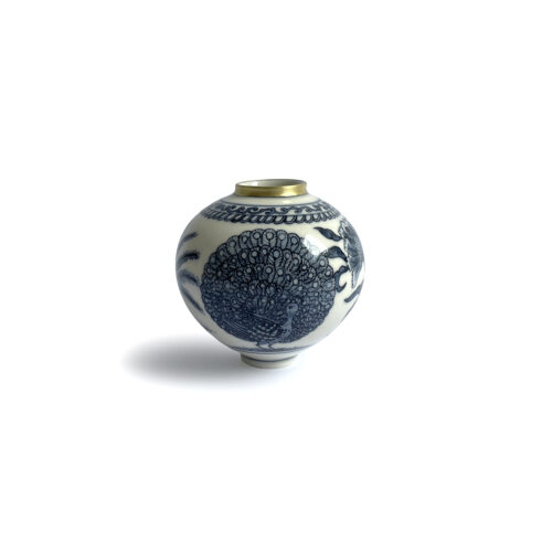 Moon Jar with Gold Rim – Peacock II