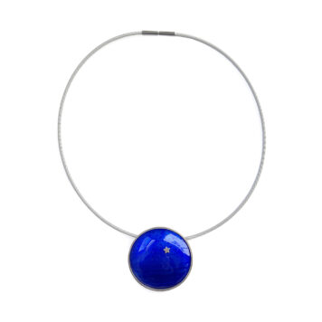Blue Round Pendant with Silver Star