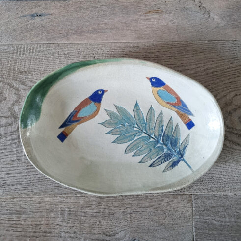 Oval Bird & Leaf Bowl