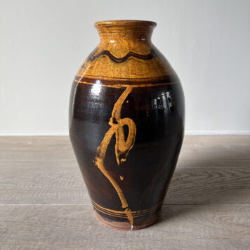 Tall Jar (yellow and brown)