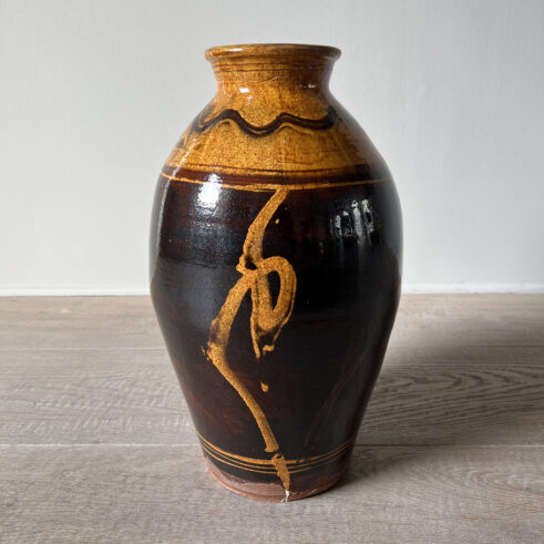 Tall Jar (yellow and brown)
