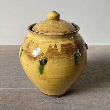 Yellow Storage Jar (with applied green medallions)