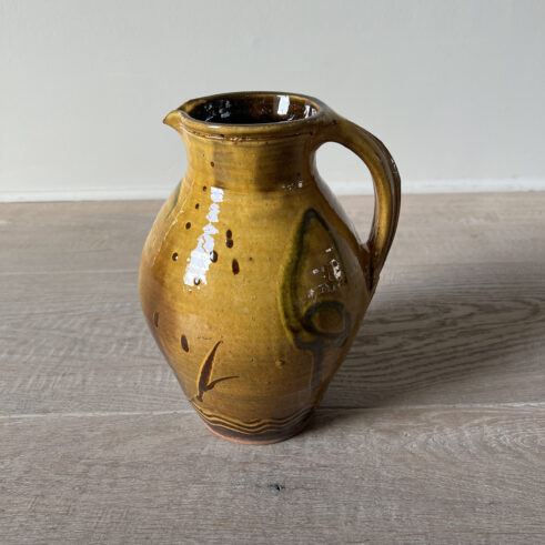 Round Yellow Jug with Green Trail