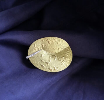 Impressed Abstract Texture Brooch, Gold Variations Series