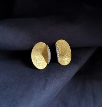 Impressed Abstract Texture Earrings II, Gold Variations Series