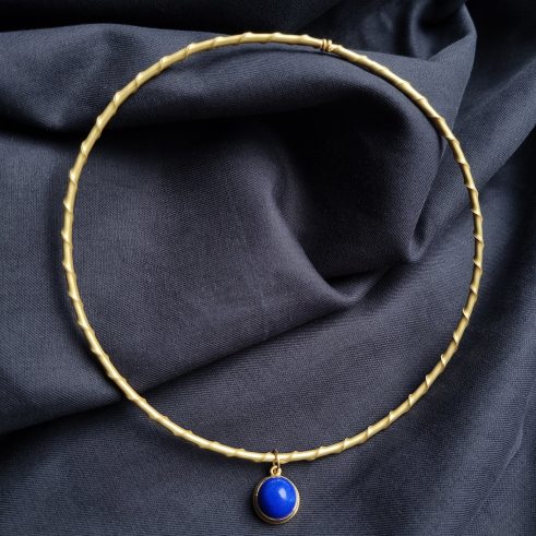 Striptwist Necklet and Lapis Pendant