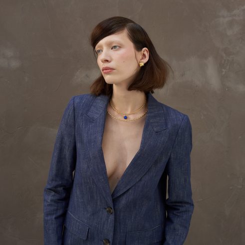 Striptwist Necklet and Lapis Pendant