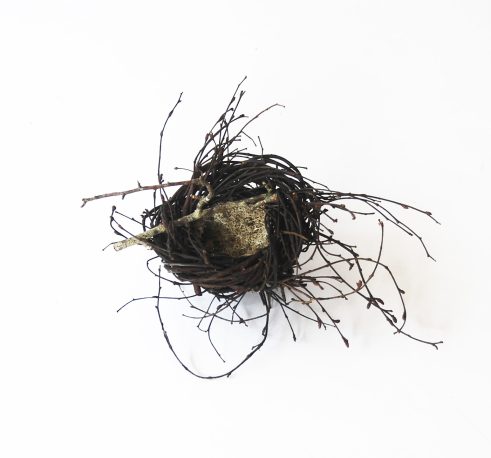 Small Birch Nest with Thorn Branch (101)