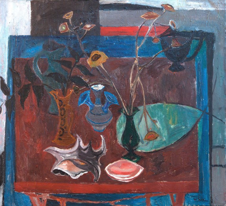 Still Life, Blue and Red