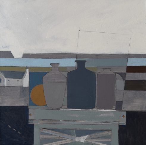 Still Life Composition with Stoneware Bottles