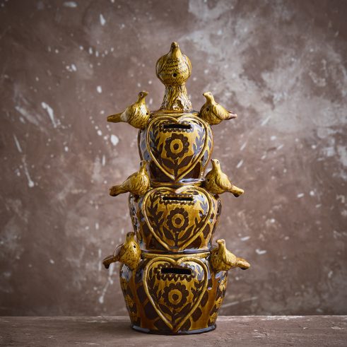 Triple Chamber Sgraffito Moneybox