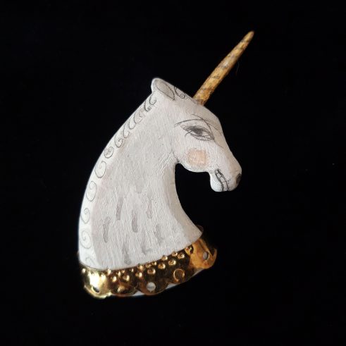 White Unicorn Brooch
